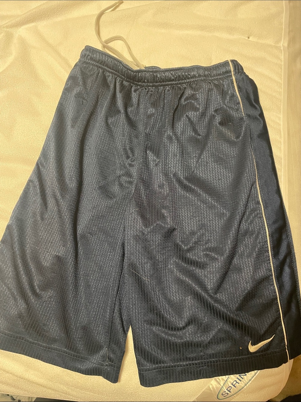 Nike Boy’s Navy Athletic Shorts with silver  Piping